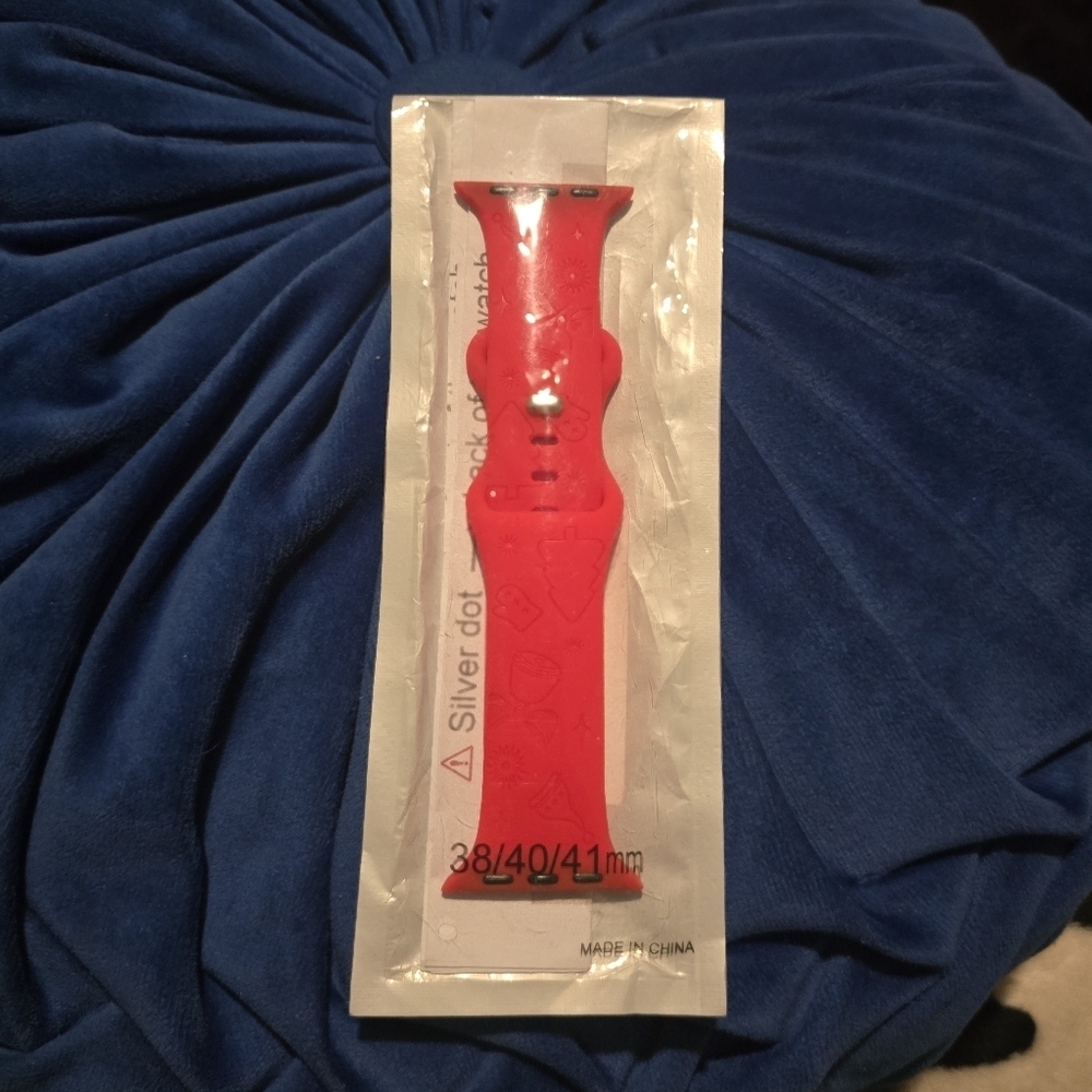 Red Silicone Christmas Watch Band 38/40/41mm